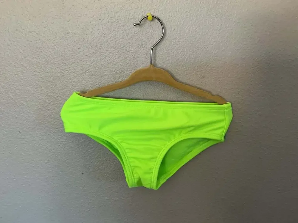 Cat & jack Girls' Two-Piece One-Shoulder Bikini Swimsuit Set, Neon Green/Yellow